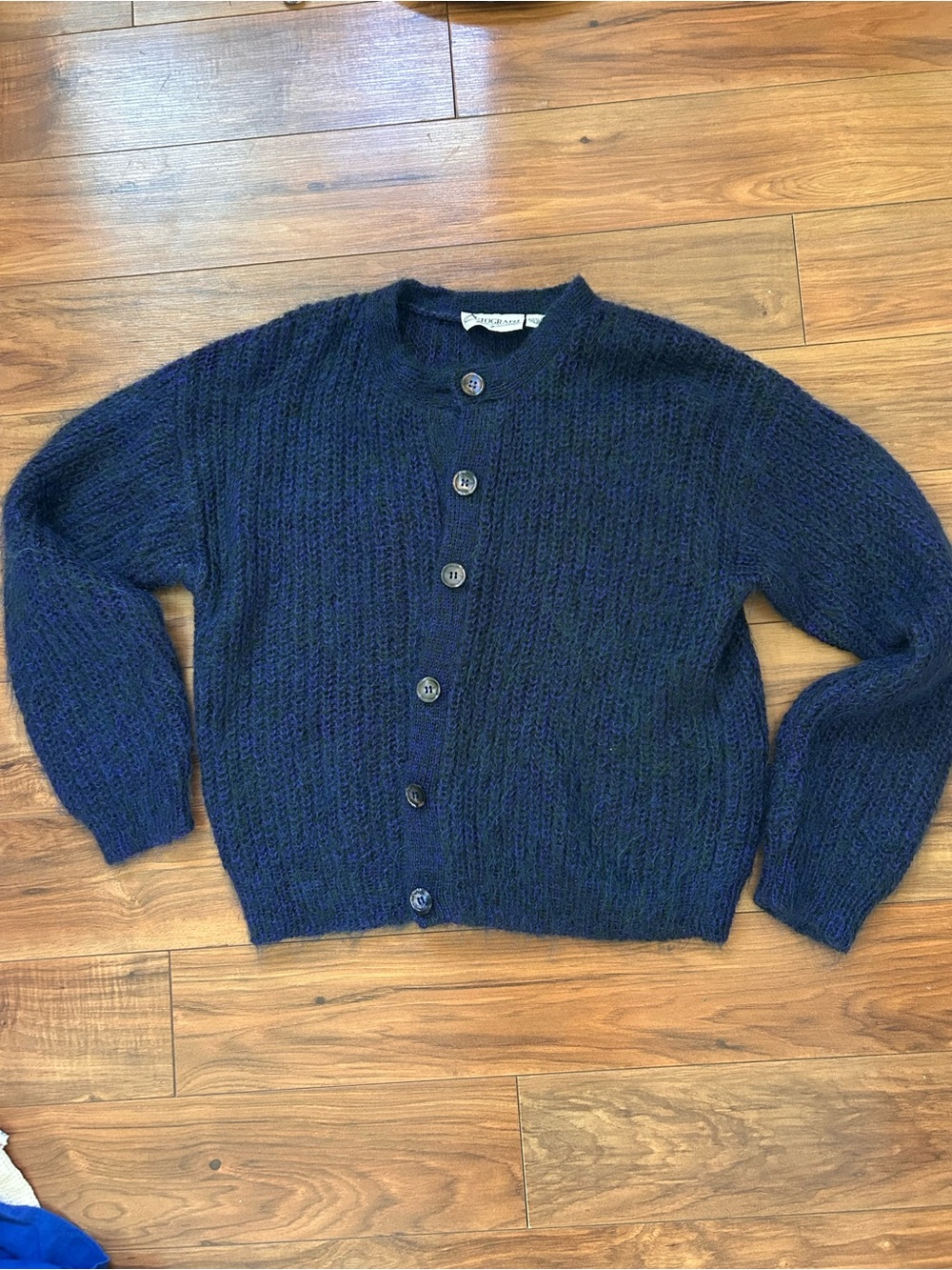 Vintage Mohair Navy Cardigan Sweater